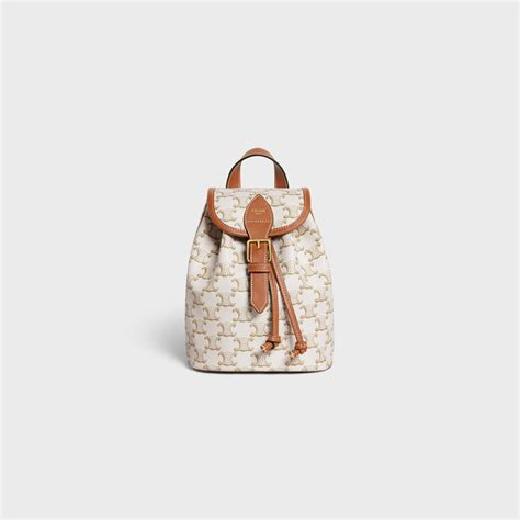 celine mini backpack folco in triomphe canvas and calfskin|Women's Folco Triomphe canvas and calfskin mini backpack.